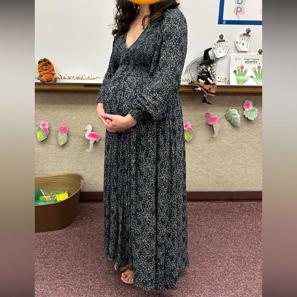 Pinkblush Green Floral Maxi Maternity Dress